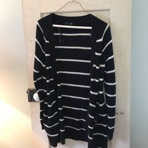 Black and White Striped Cardigan